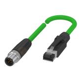 Balluff Cordset, M12 male 0deg D-code 4-pin / RJ45 male 0deg 4-pin, 3m Balluff